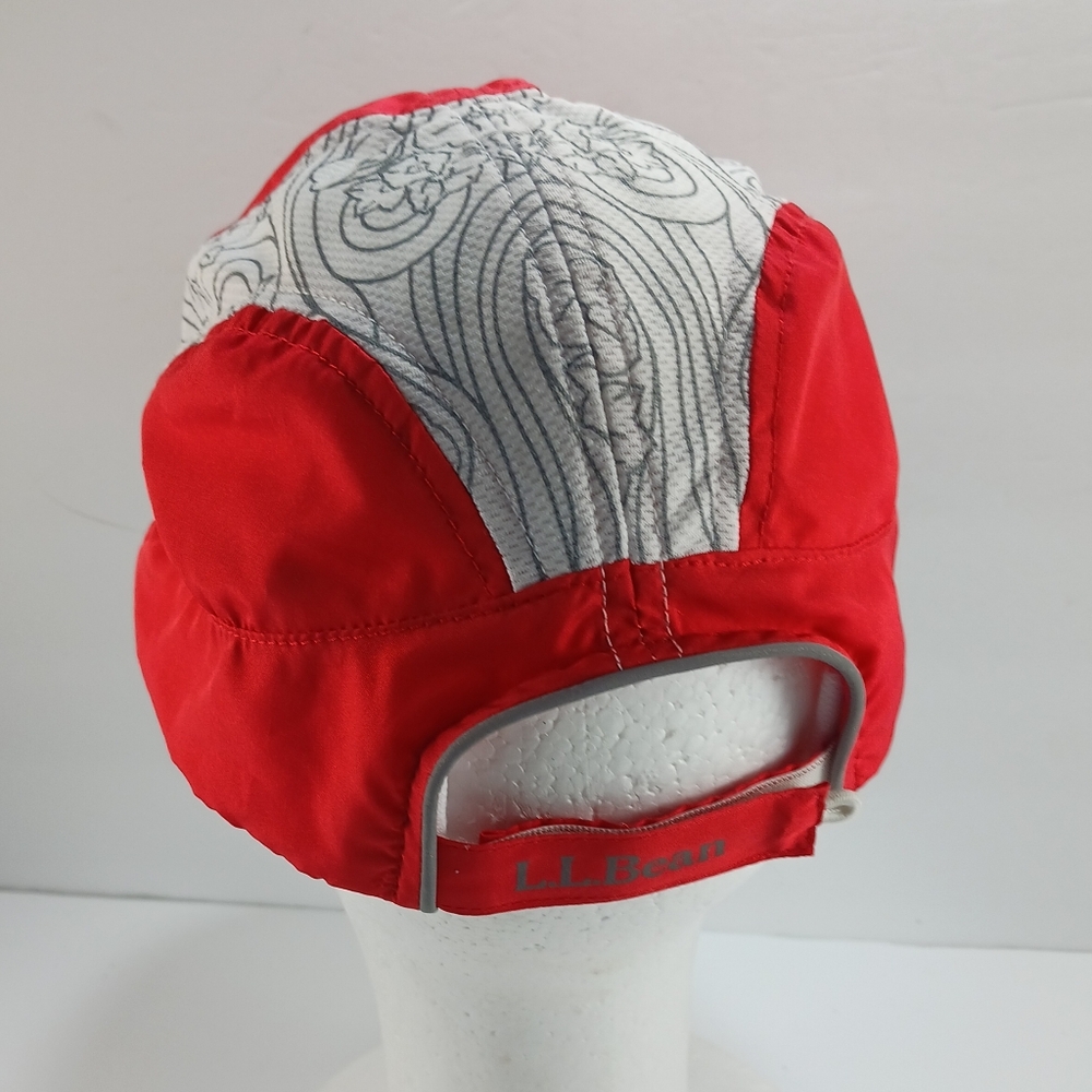 NWOT L.L.Bean Hat. Red & White Baseball-Style Cap with Topographic Map Design. - Picture 6 of 9